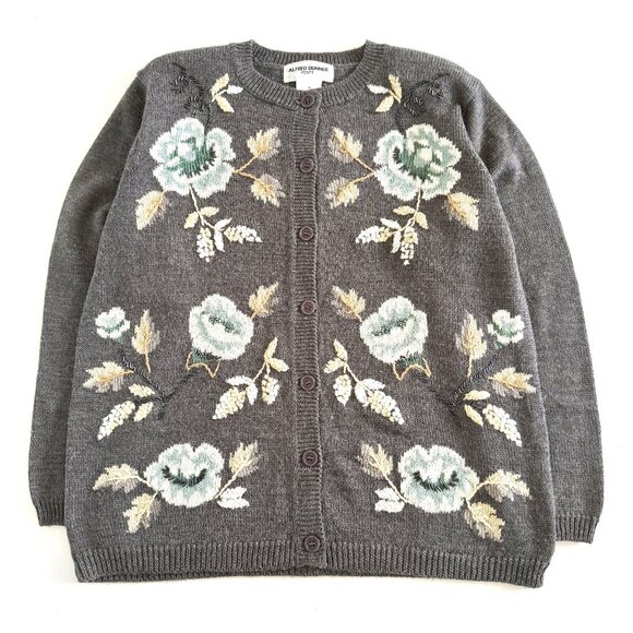 Secondhand Alfred Dunner, Petite Wool Blend Floral Cardigan - Picture 1 of 4